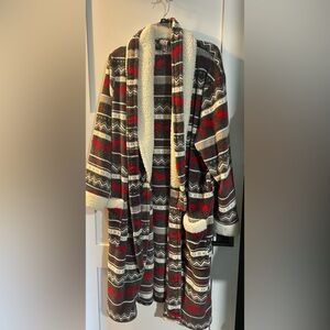 Lazy One Red, Gray and White Moose Patterned Robe
